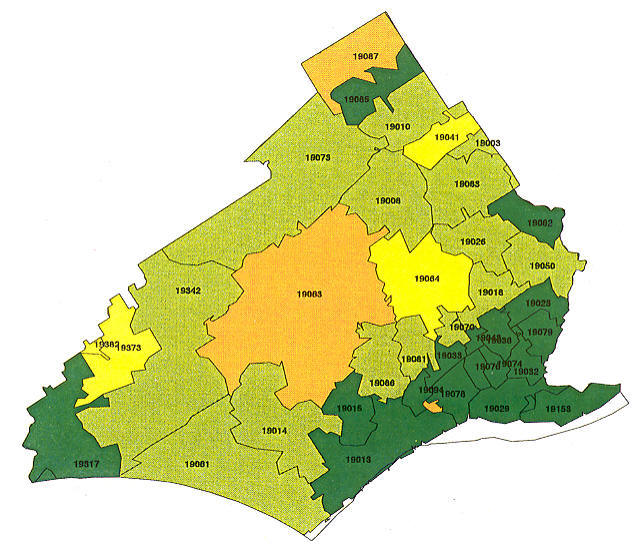 Delaware County Zip Code Map Map Vector 0677